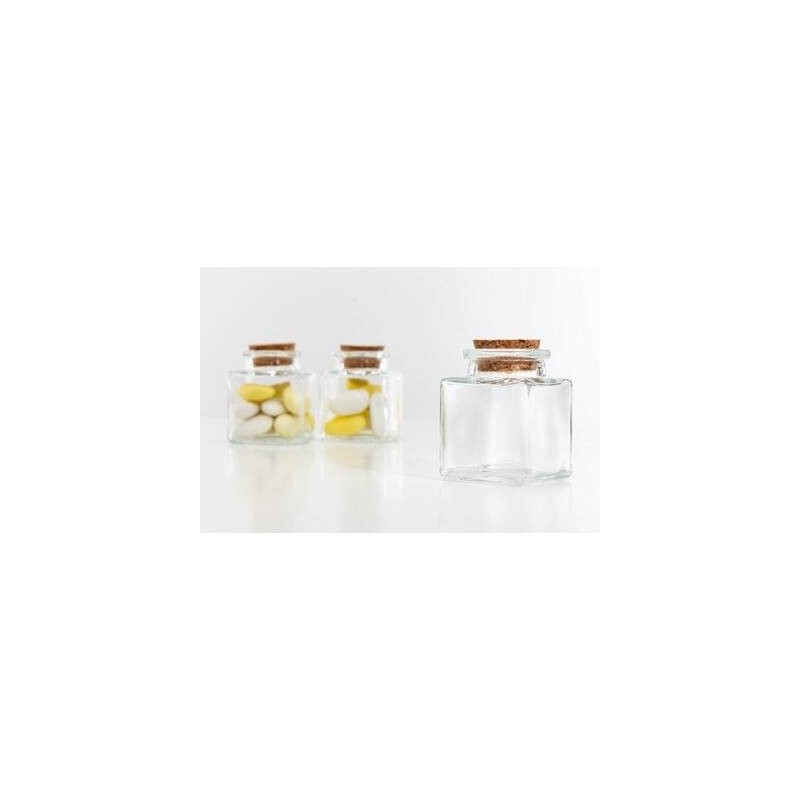 BARATTOLO QUADRATO TAPPO IN SUGHERO 50ml H3128