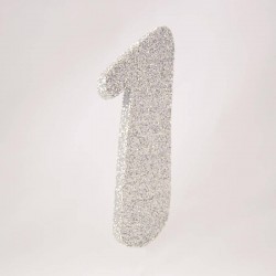 NUMERO POLISTIROLO GLITTER mm120x90 1 ARGENTO