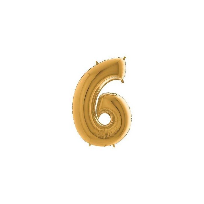 PALLONE NUMERO 6 MYLAR 102cm 40 ORO