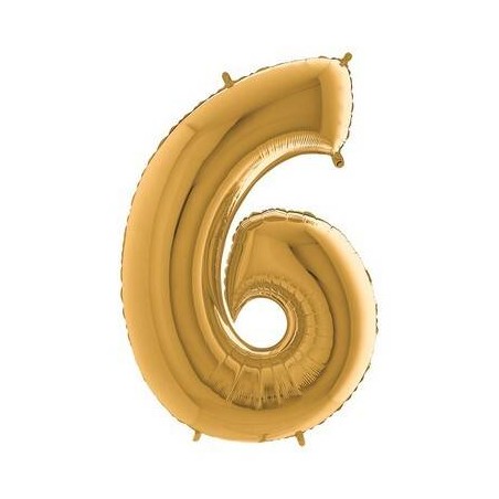 PALLONE NUMERO 6 MYLAR 102cm 40 ORO