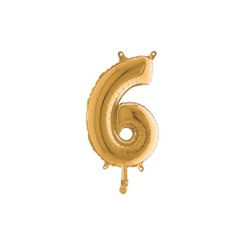 PALLONE NUMERO 6 MYLAR 36cm ORO