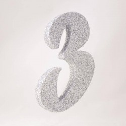 NUMERO POLISTIROLO GLITTER mm120x90 3 ARGENTO