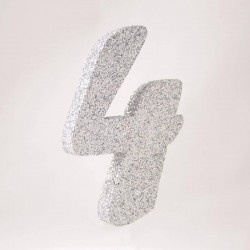 NUMERO POLISTIROLO GLITTER mm120x90 4 ARGENTO