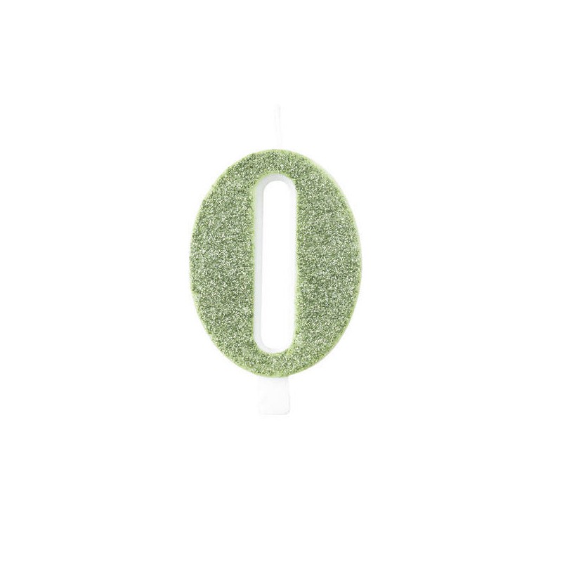 CANDELINA NUMERO 0 GLITTER SALVIA 9,5cm
