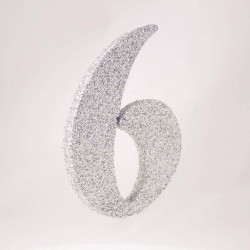 NUMERO POLISTIROLO GLITTER mm120x90 6 ARGENTO