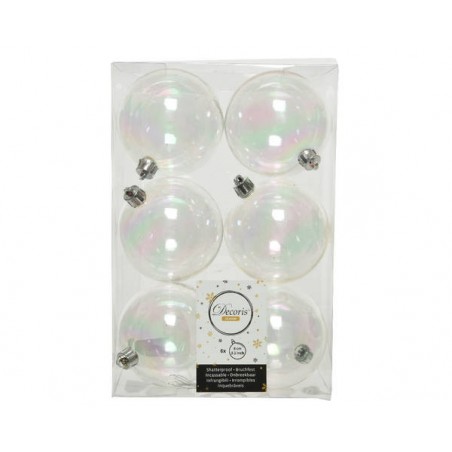 PALLINE INFRANGIBILI ø8cm MIX TRASP IRIDESCENTI 6pz