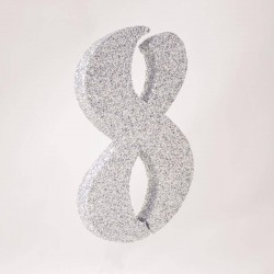 NUMERO POLISTIROLO GLITTER mm120x90 8 ARGENTO