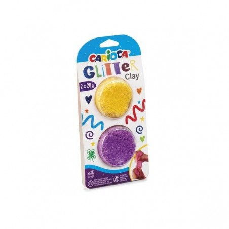 CARIOCA GLITTER CLAY 20gr 2pz GIALLO / VIOLA