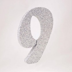 NUMERO POLISTIROLO GLITTER mm120x90 9 ARGENTO