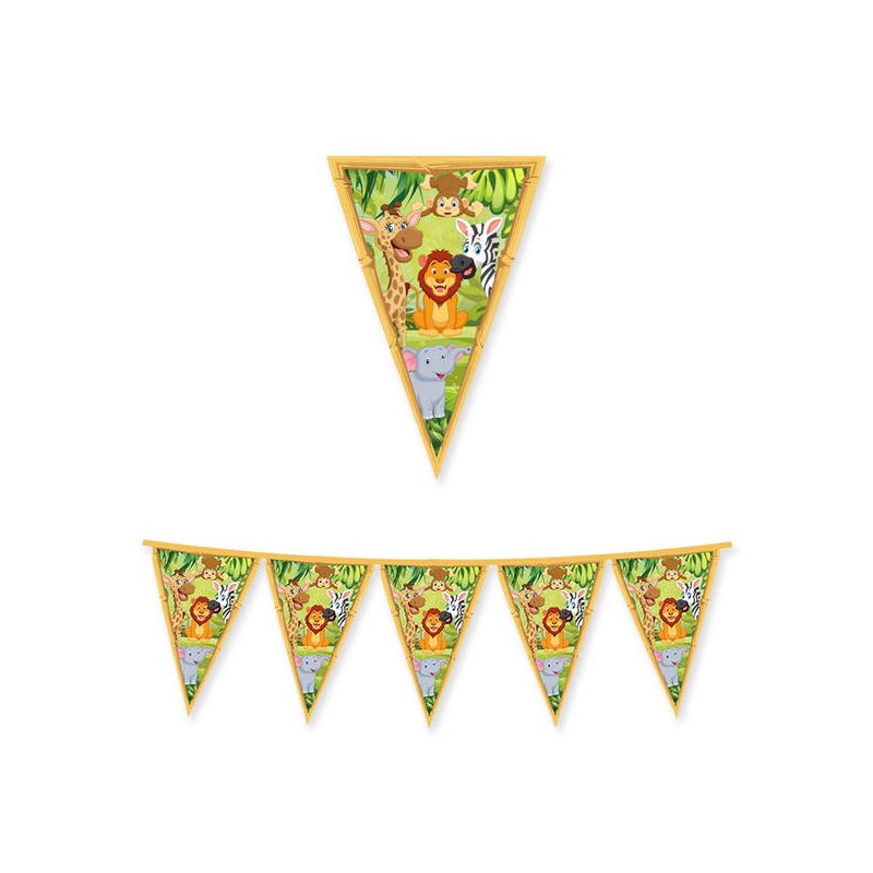 FESTONE BANDIERINE IN CARTA JUNGLE 3mt