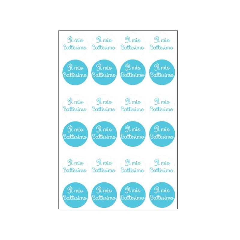 ETICHETTE ADESIVE CHIUDIBUSTA BATTESIMO CELESTE ø3cm 240pz