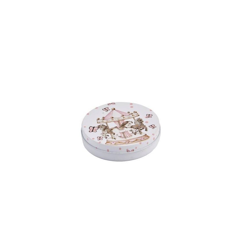 CANDELA SCATOLA LATTA GIRL CAROUSEL  Ø8xh2cm