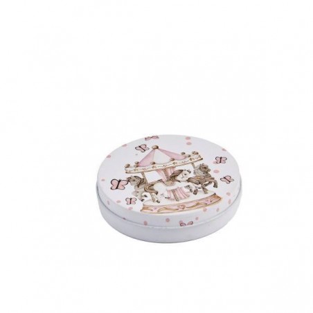 CANDELA SCATOLA LATTA GIRL CAROUSEL  Ø8xh2cm
