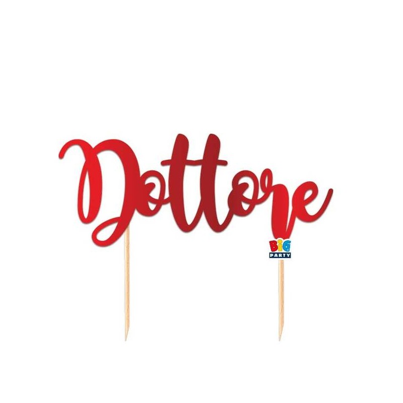 CAKE TOPPER ITALIC DOTTORE 20x16cm ROSSO