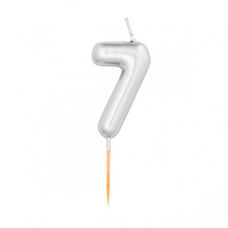 CANDELINA NUMERO 7 METAL ARGENTO 8cm