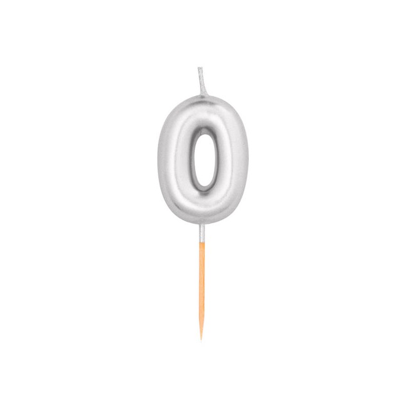 CANDELINA NUMERO 0 METAL ARGENTO 8cm