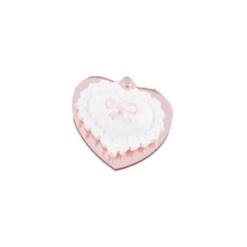 APPLICAZIONE PLEXI FORMA CUORE IN GESSO H.3cm ROSA 12pz
