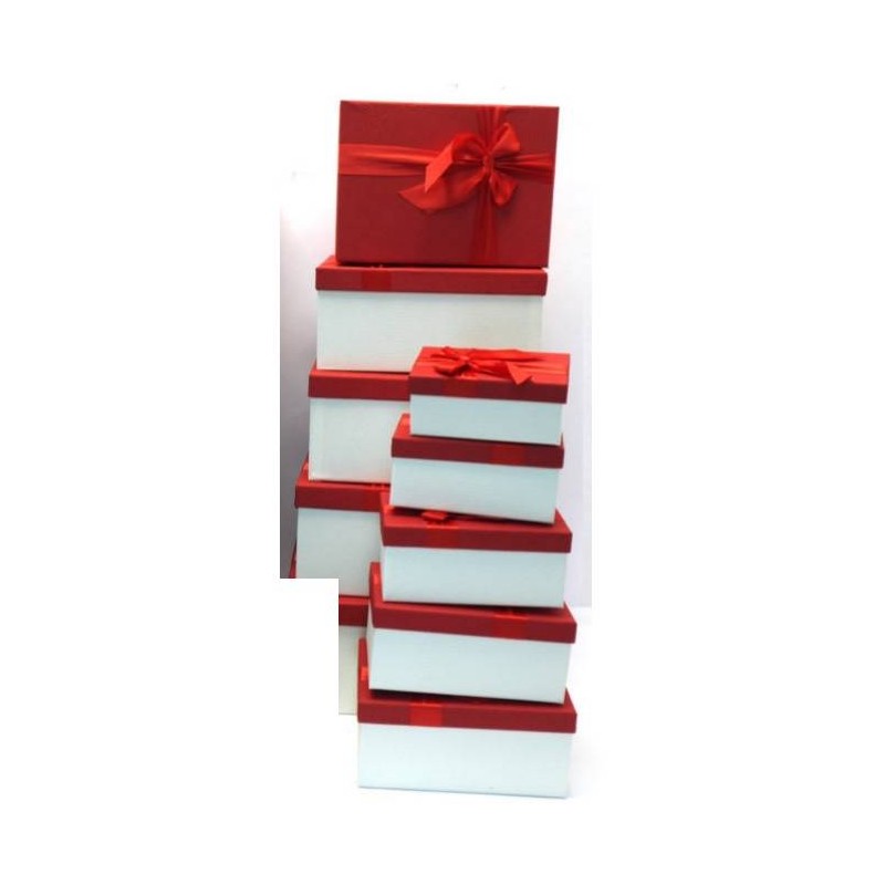 SCATOLA REGALO RETTANGOLARE CON FIOCCO ROSSO 1/10 12x18x8cm