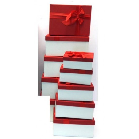 SCATOLA REGALO RETTANGOLARE CON FIOCCO ROSSO 1/10 12x18x8cm