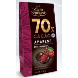 CILIEGIE AMARENE RICOPERTE DI CIOCCOLATO FONDENTE 70% 130gr CRISPO