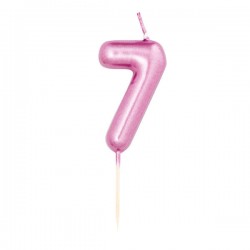CANDELINA NUMERO 7 METAL FUCSIA 7cm