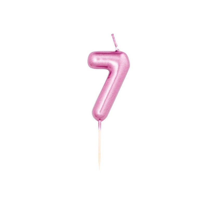 CANDELINA NUMERO 7 METAL FUCSIA 7cm