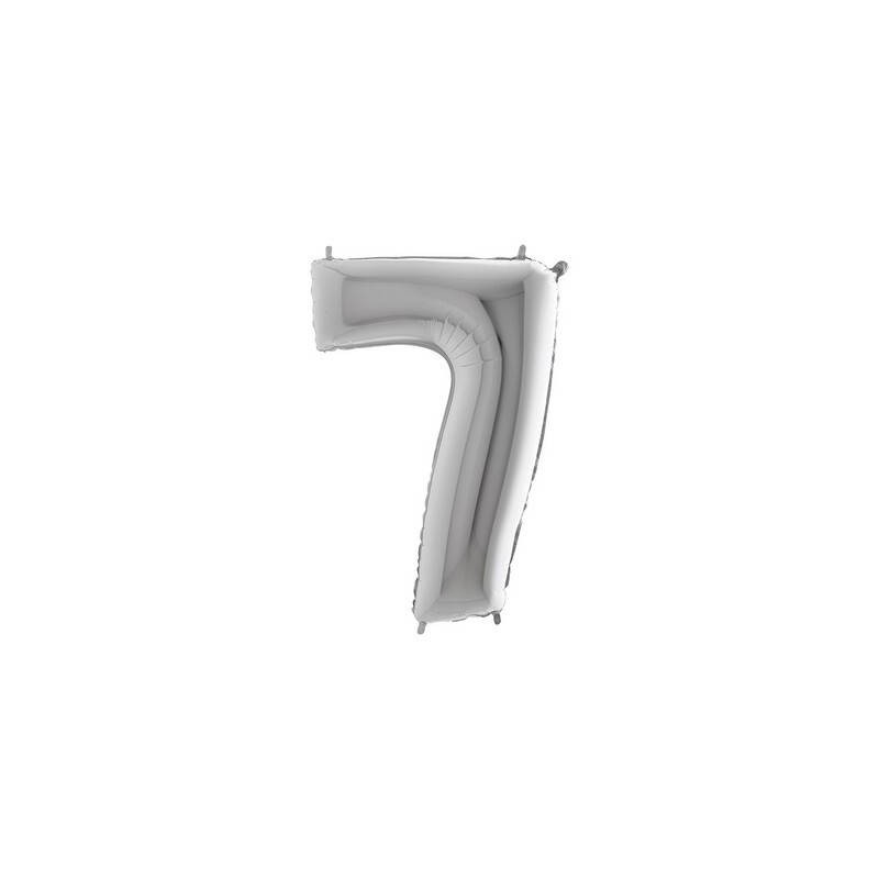 PALLONE NUMERO 7 MYLAR 102cm 40 ARGENTO