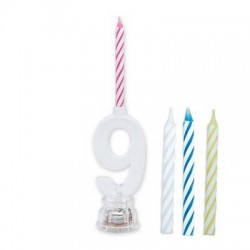 CANDELINA NUMERO PLASTICA C/LED COLOR N°9
