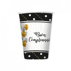 BICCHIERI 200cc BUON COMPLEANNO PRESTIGE 8pz