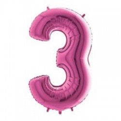 PALLONE NUMERO 3 MYLAR 102cm 40 FUCSIA