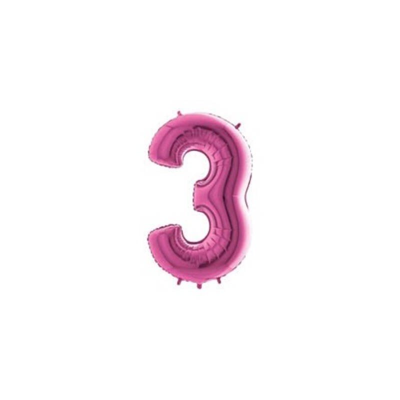 PALLONE NUMERO 3 MYLAR 102cm 40 FUCSIA