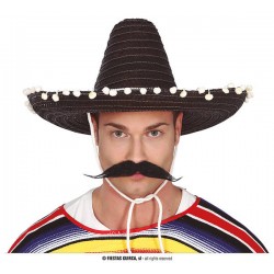 SOMBRERO MESSICANO NERO IN PAGLIA 45cm