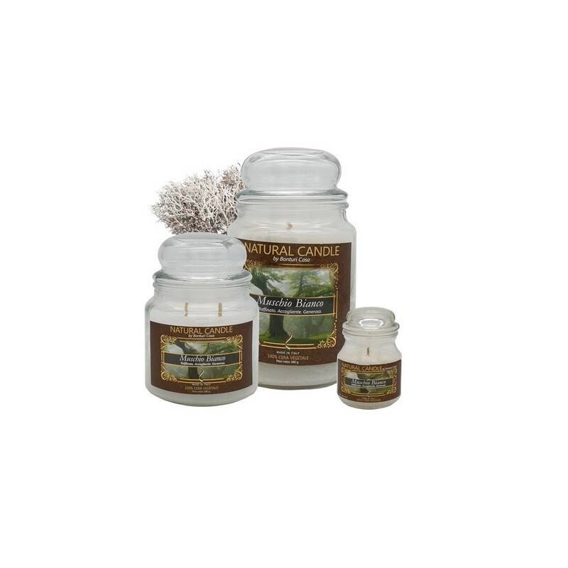 NATURE CANDLE 580gr GIARA 100% CERA VEGETALE MUSCHIO BIANCO