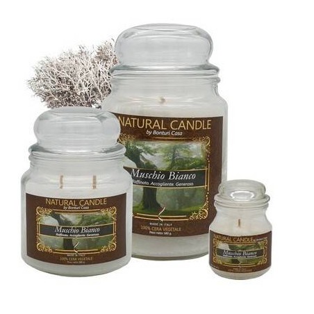 NATURE CANDLE 580gr GIARA 100% CERA VEGETALE MUSCHIO BIANCO