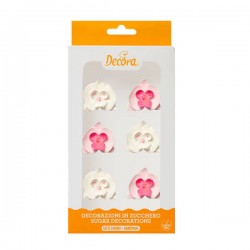 ORCHIDEE BIANCO E ROSA IN ZUCCHERO 6pz