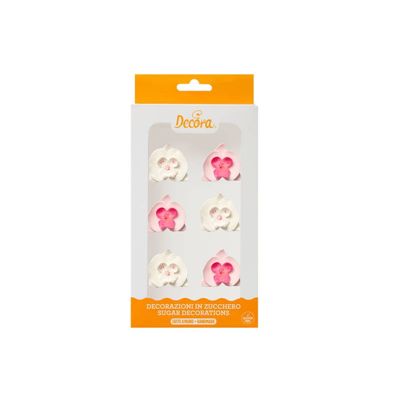 ORCHIDEE BIANCO E ROSA IN ZUCCHERO 6pz