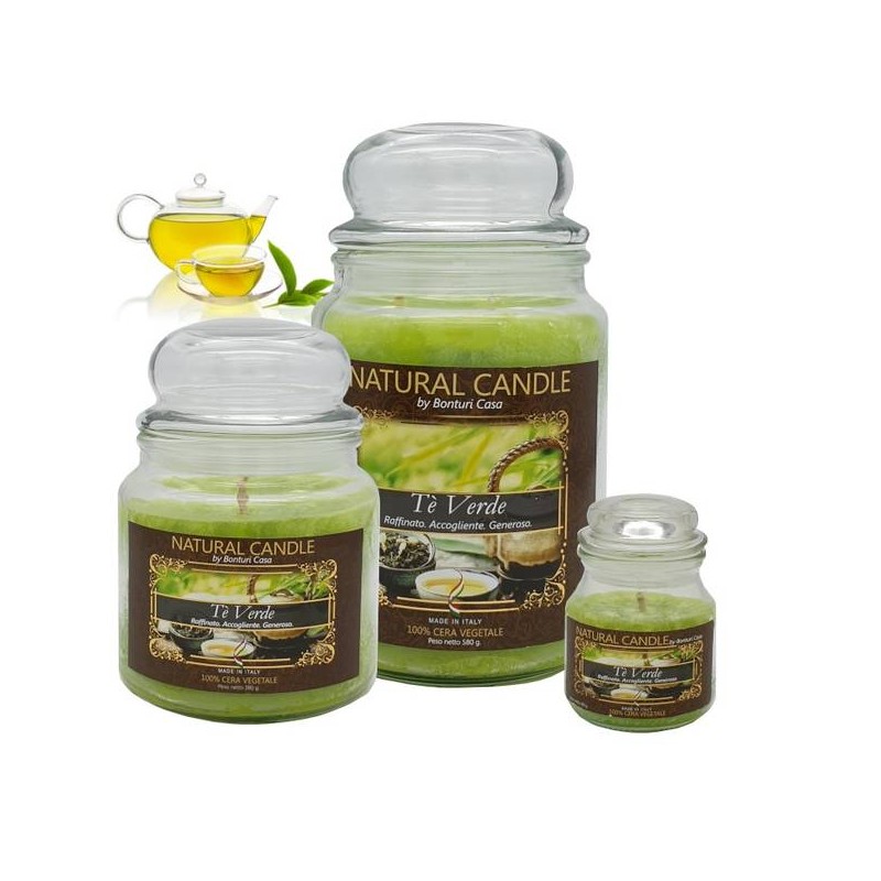NATURE CANDLE 580gr GIARA 100% CERA VEGETALE TE' VERDE