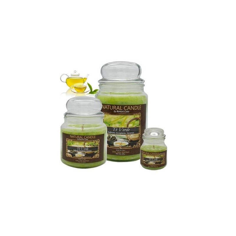 NATURE CANDLE 380gr GIARA 100% CERA VEGETALE TE' VERDE