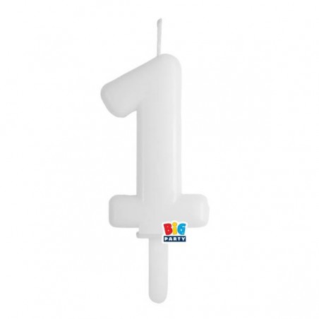 CANDELINA NUMERO 1 TINY PLUMP BIANCO 7cm
