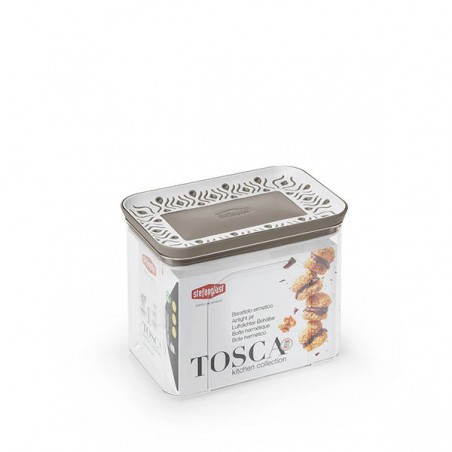 BARATTOLO ERMETICO TOSCA 1,2lt 10x15,5x12cm BIANCO/TORTORA