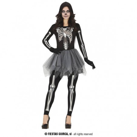 COSTUME SCHELETRO DONNA GONNA E CAPPUCCIO TG.38-40 M