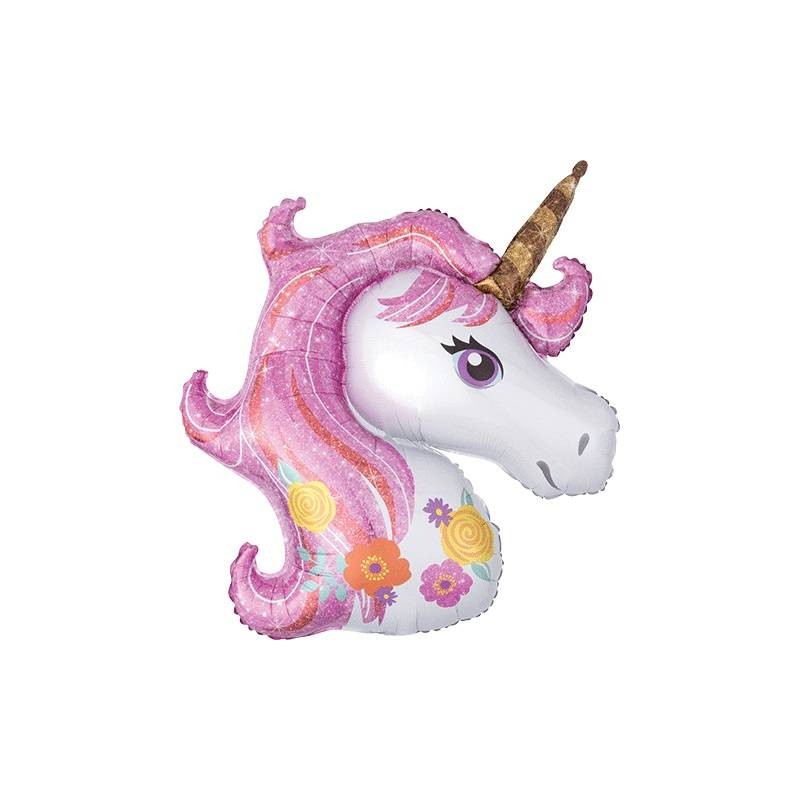 PALLONE MYLAR S/SHAPE UNICORNO MAGICO 83x73cm