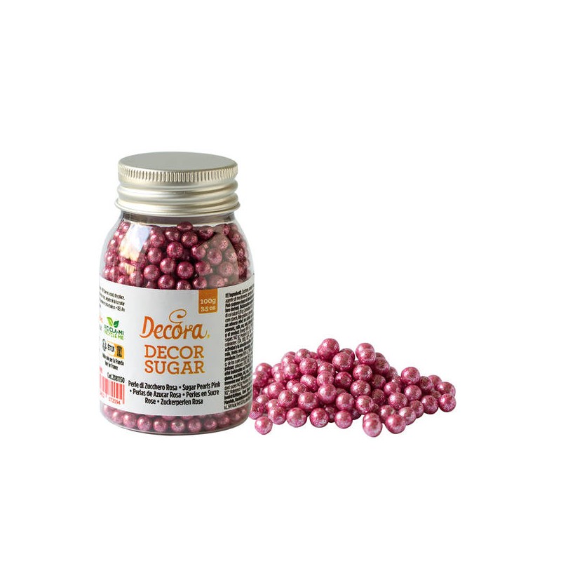 PERLE DI ZUCCHERO ø5mm METALLIZZATO 100gr ROSA