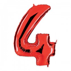 PALLONE NUMERO 4 MYLAR 102cm 40 ROSSO