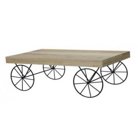 ESPOSITORE IN LEGNO CON RUOTE METALLO NERO 65x38x24,5cm