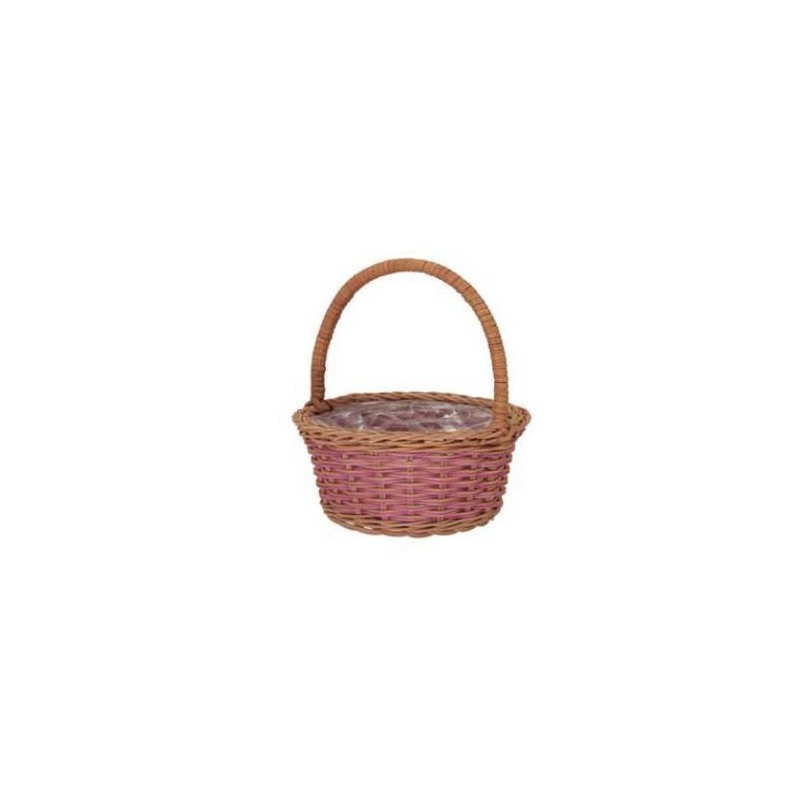 CESTO RATTAN PINK CON MANICO ALTO Ø16xh18cm