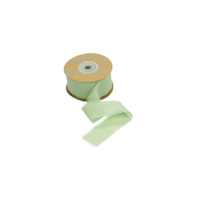 NASTRO SETA CON FRANGIA mm40x15mt VERDE SALVIA BAR
