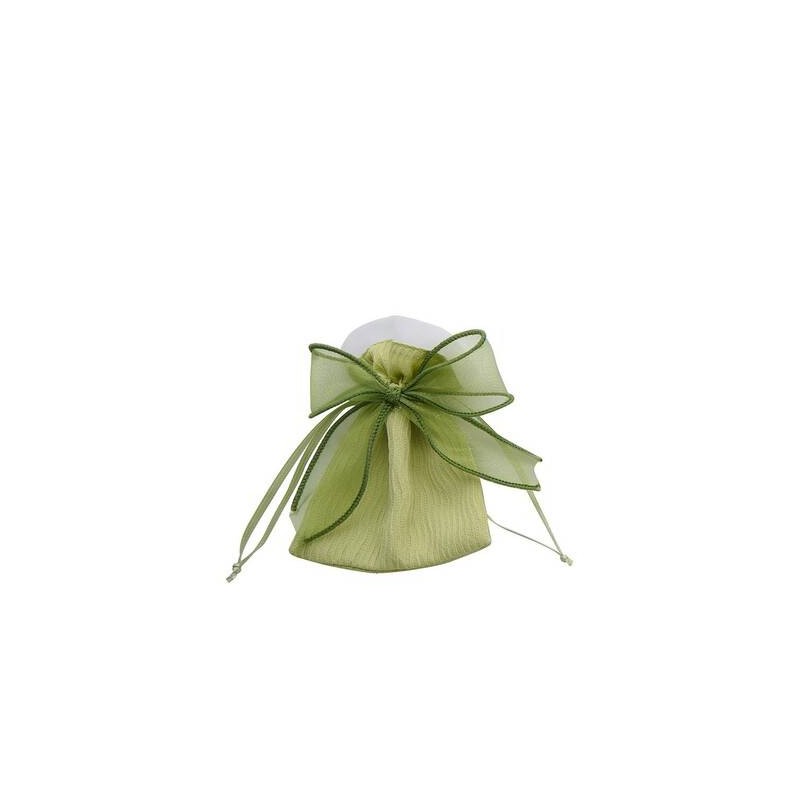 SACCHETTO 9x12cm C/FIOCCO VERDE 12pz