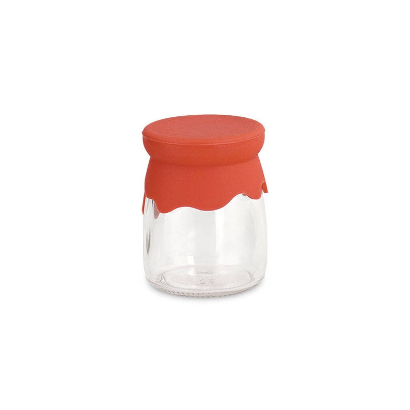 BARATTOLO VETRO ø55x75 COP. SILICONE ROSSO