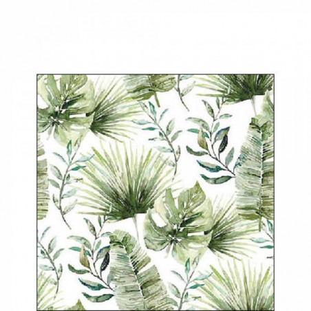 TOVAGLIOLI 25x25 JUNGLE LEAVES WHITE 20pz